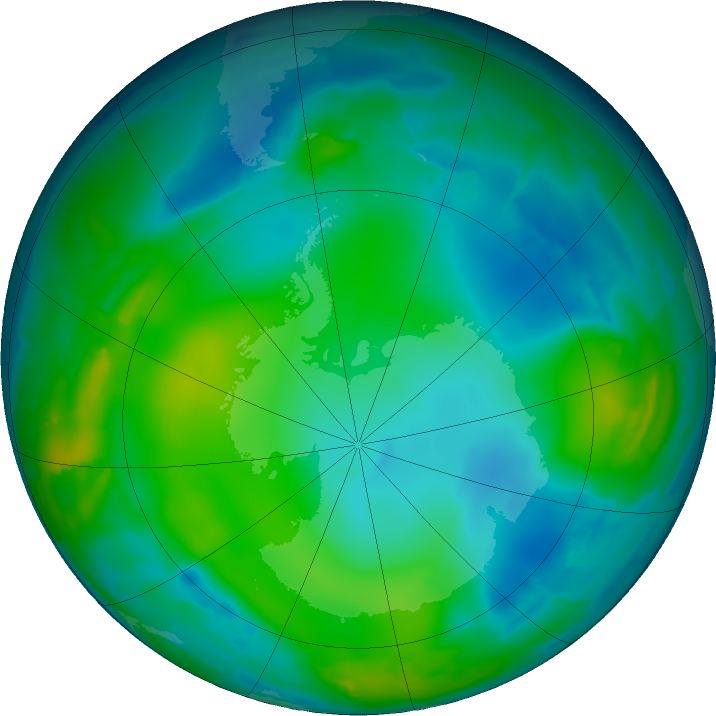 Antarctic ozone map for 02 June 2011